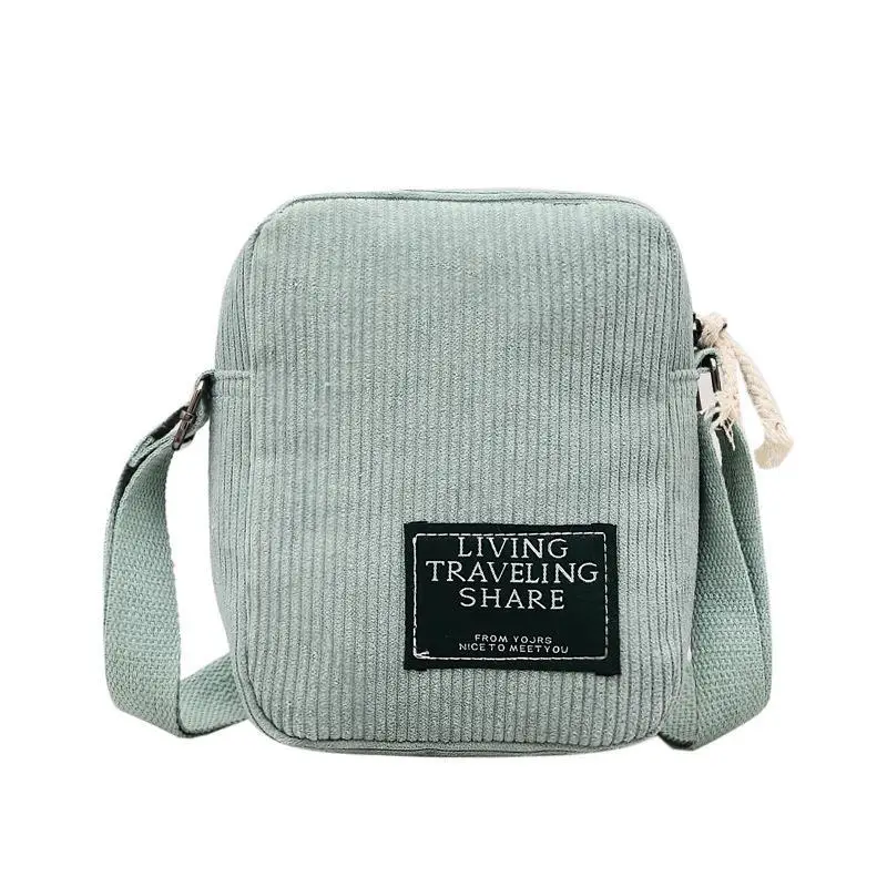 Korean Style Crossbody Bag Red Corduroy Small Square - Image 15