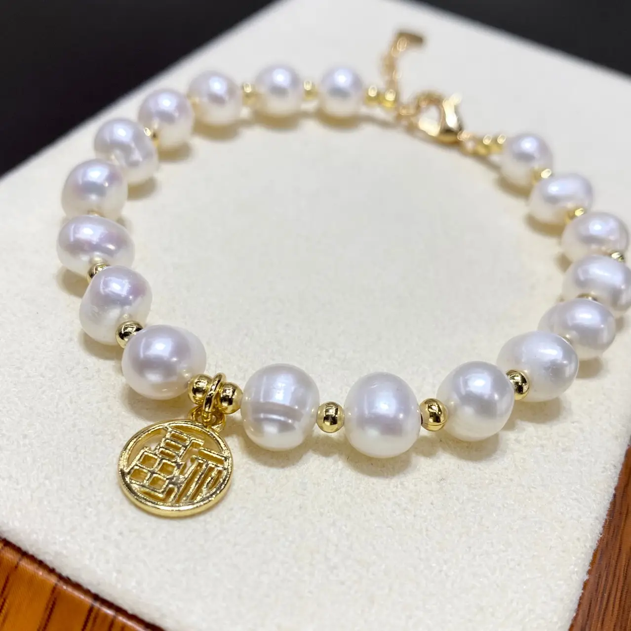 2025 Freshwater Pearl Bracelet with Fu Design for Girls - Image 2