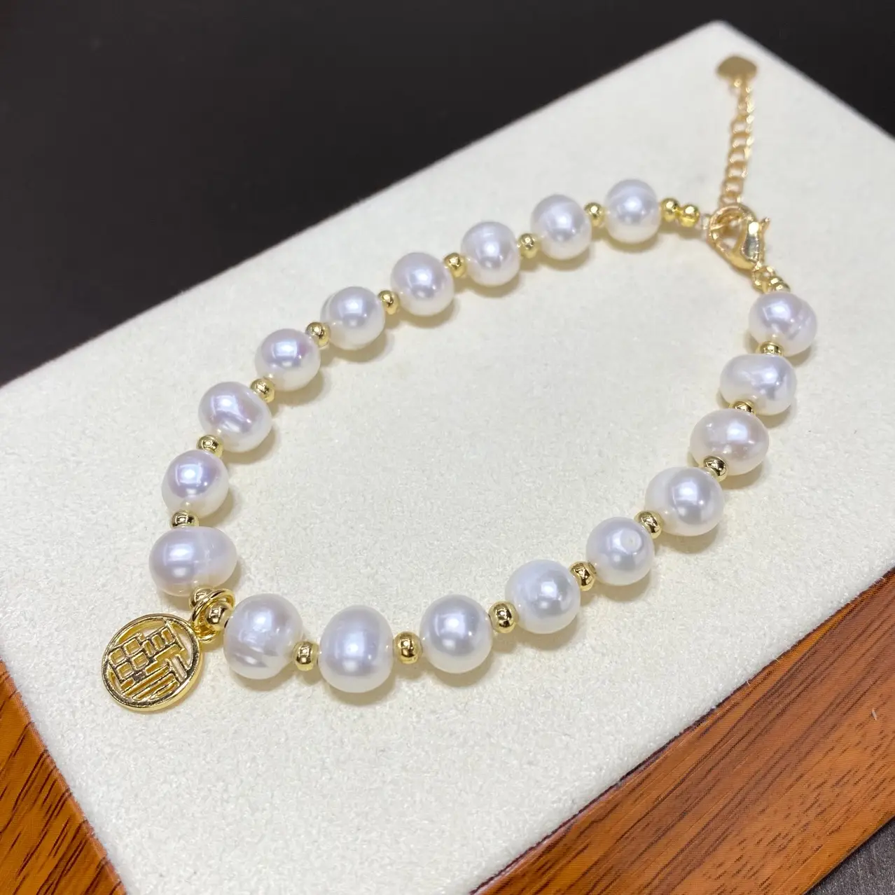 2025 Freshwater Pearl Bracelet with Fu Design for Girls - Image 3