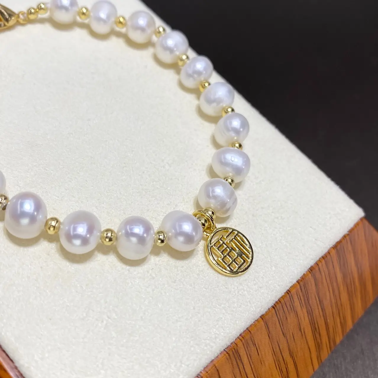 2025 Freshwater Pearl Bracelet with Fu Design for Girls - Image 5