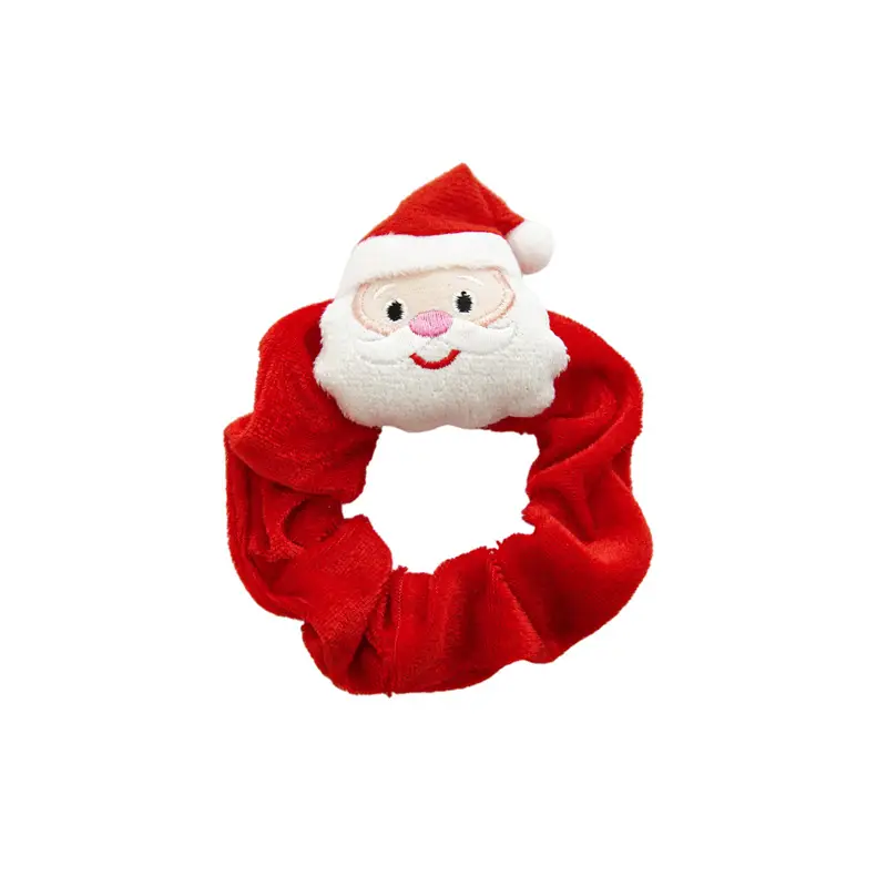 Christmas Santa Head Plush Hair Ring Red - Image 11