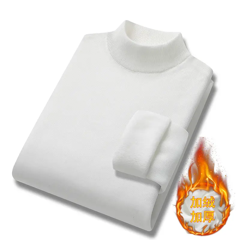 Men's Fleece Lined Turtleneck Sweater Black - Image 7