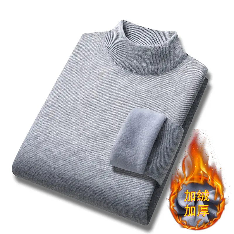 Men's Fleece Lined Turtleneck Sweater Black - Image 9