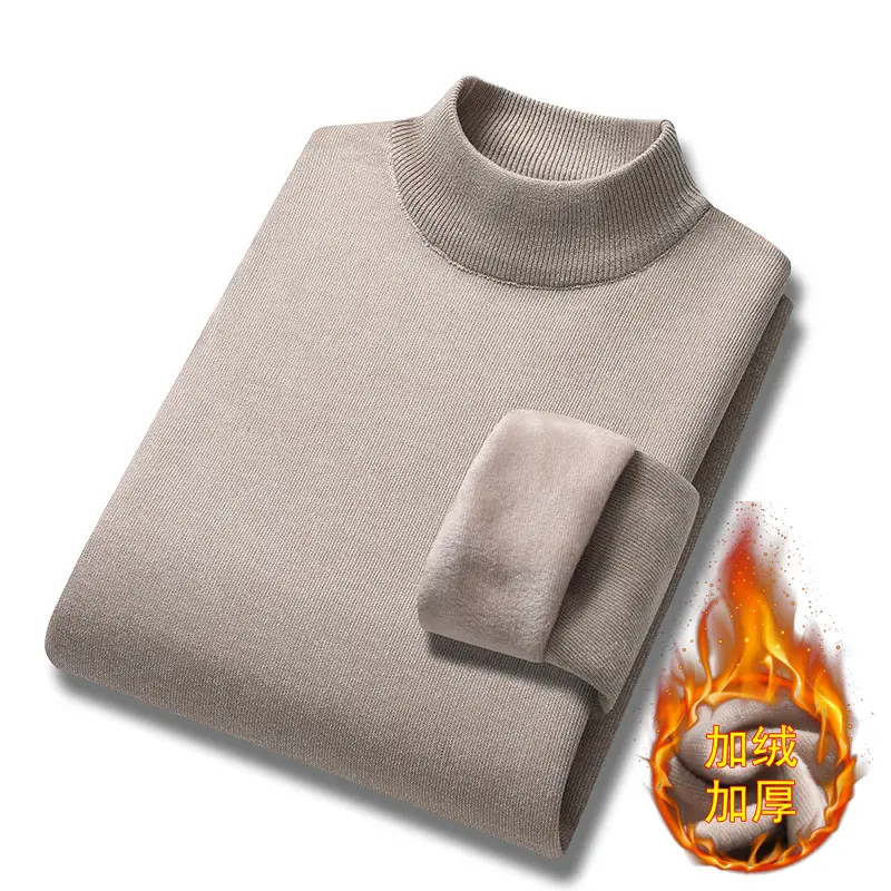Men's Fleece Lined Turtleneck Sweater Black - Image 10