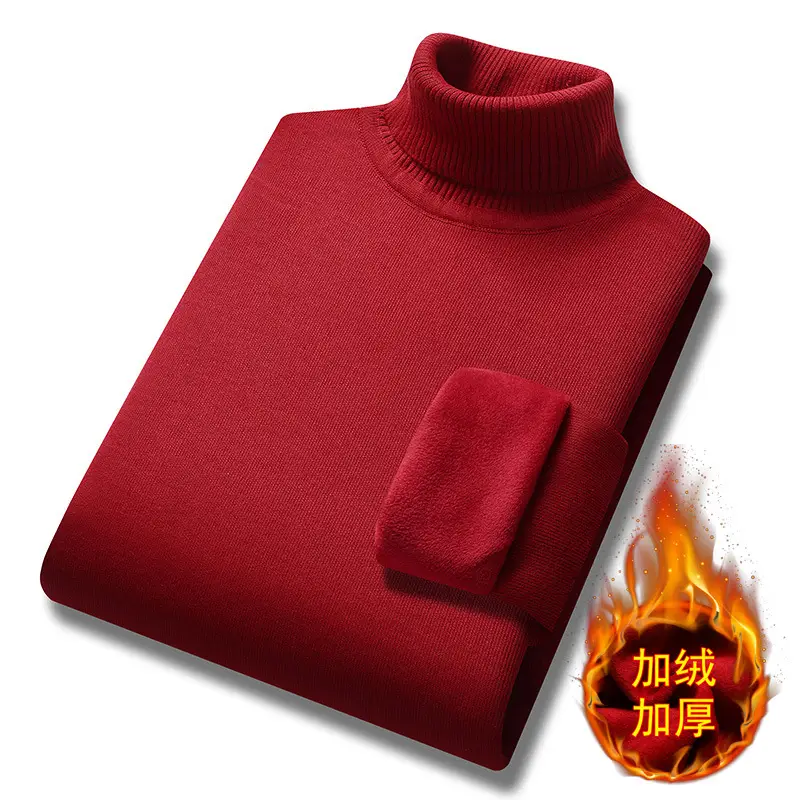 Men's Fleece Lined Turtleneck Sweater Black - Image 3