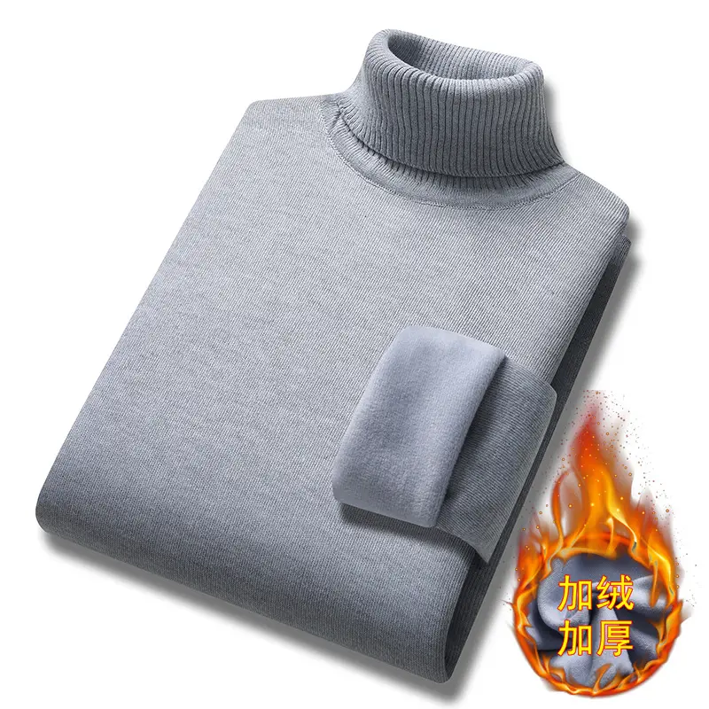 Men's Fleece Lined Turtleneck Sweater Black - Image 4