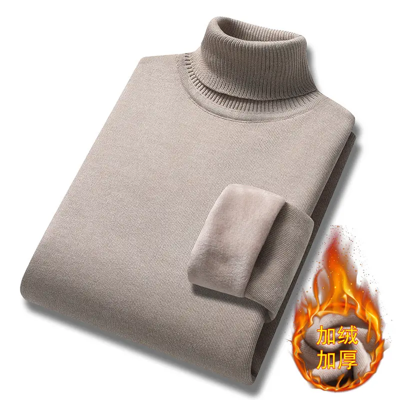 Men's Fleece Lined Turtleneck Sweater Black - Image 5