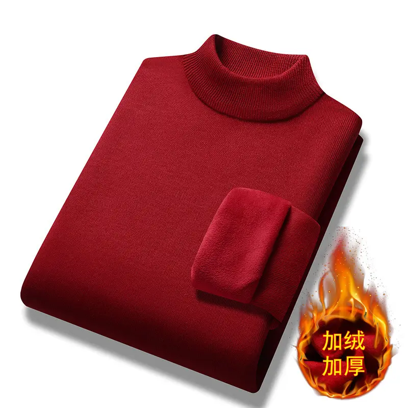 Men's Fleece Lined Turtleneck Sweater Black - Image 8