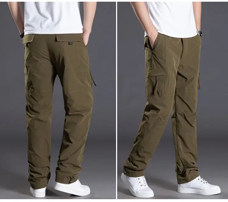 Men's Fleece Lined Windproof Pants Olive Green — feature 17