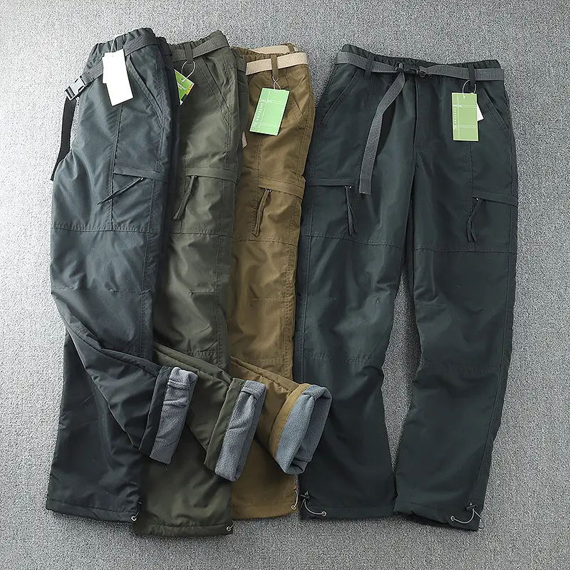 Men's Fleece Lined Windproof Pants Olive Green — feature 21