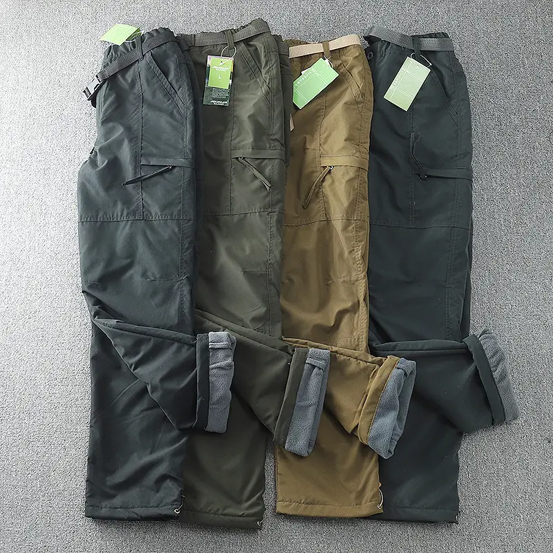 Men's Fleece Lined Windproof Pants Olive Green — feature 22