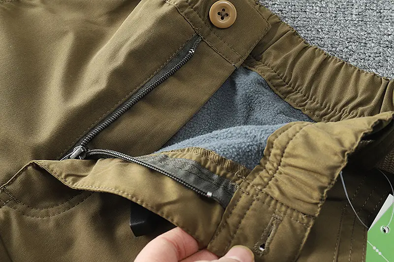 Men's Fleece Lined Windproof Pants Olive Green — feature 36