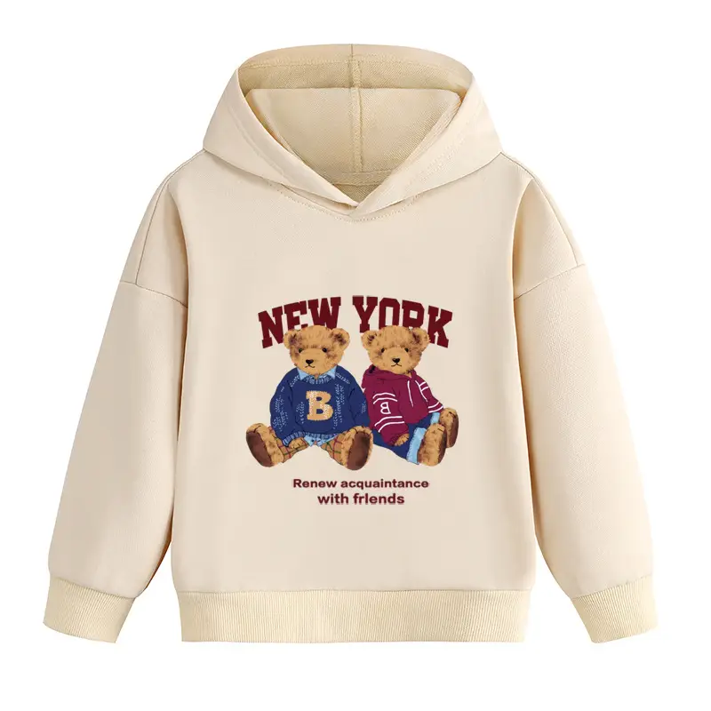 New York Bears Teddy Bear Sweatshirt for Kids Blue Cotton Turtleneck