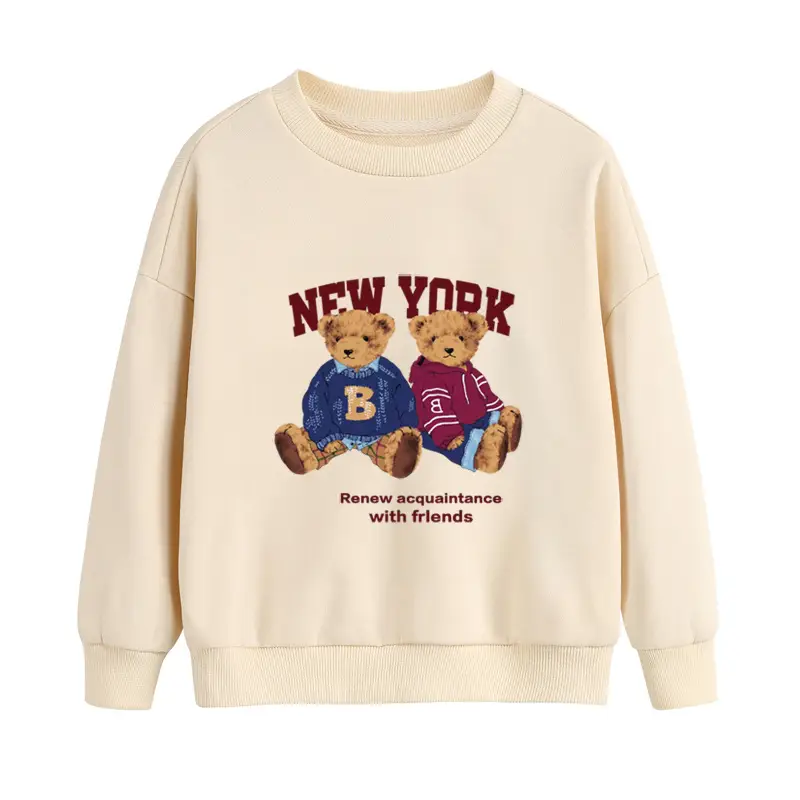 New York Bears Teddy Bear Sweatshirt for Kids Blue Cotton Turtleneck