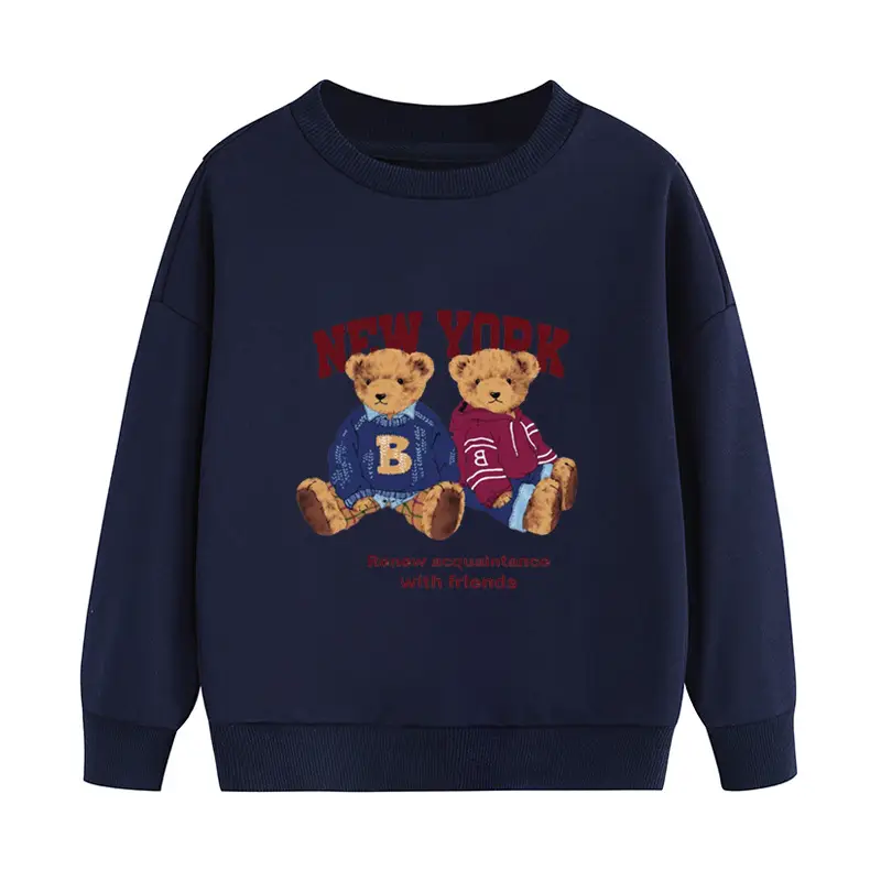 New York Bears Teddy Bear Sweatshirt for Kids Blue Cotton Turtleneck