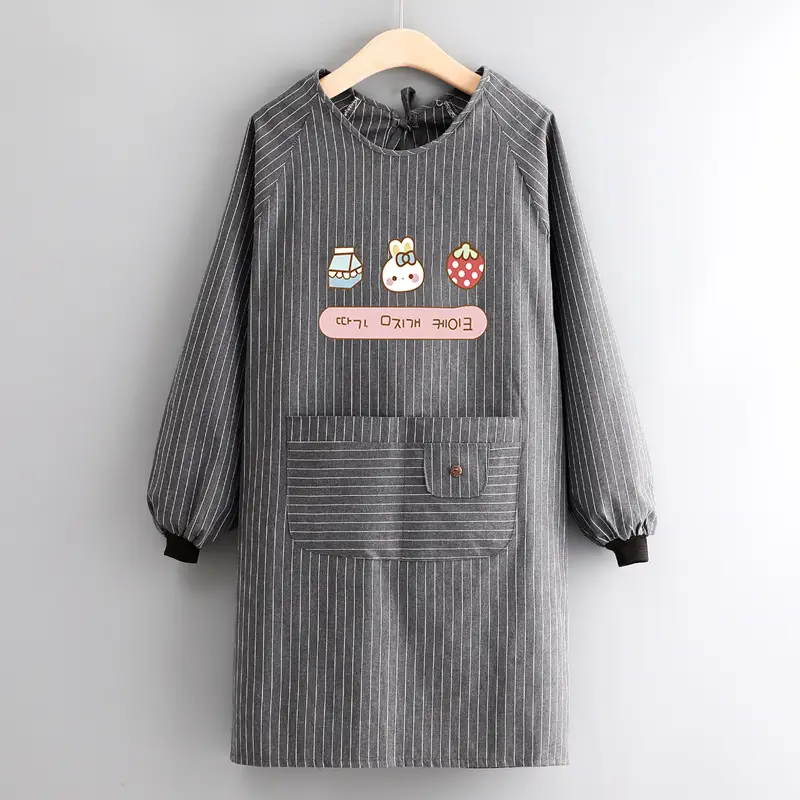Women Cotton Long Sleeve Apron with Adjustable Tie - Image 11