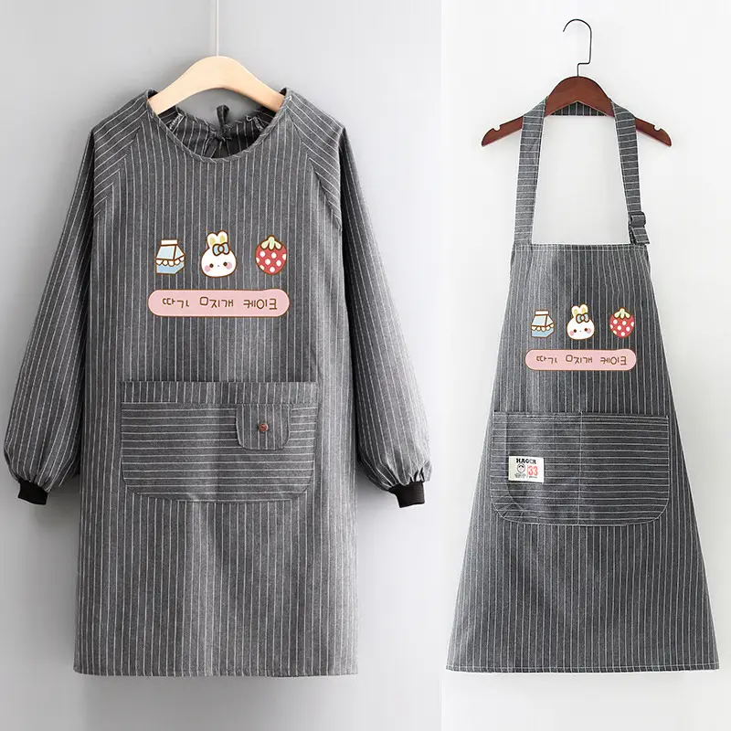 Women Cotton Long Sleeve Apron with Adjustable Tie - Image 12