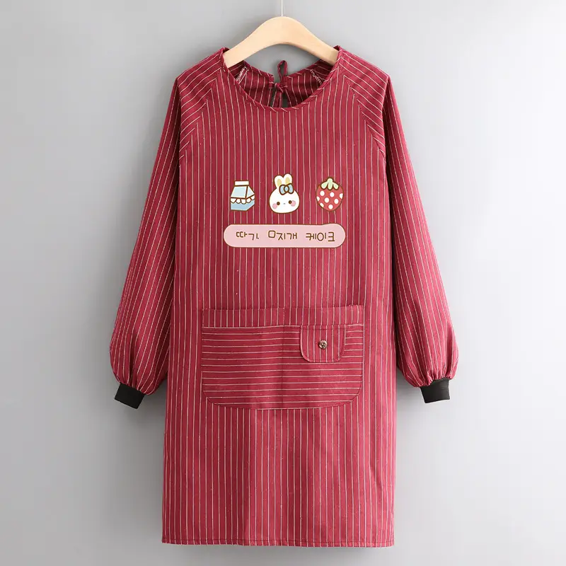 Women Cotton Long Sleeve Apron with Adjustable Tie - Image 14