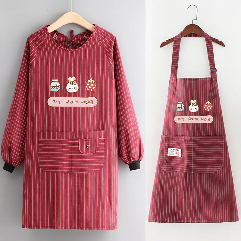 Women Cotton Long Sleeve Apron with Adjustable Tie - Image 15
