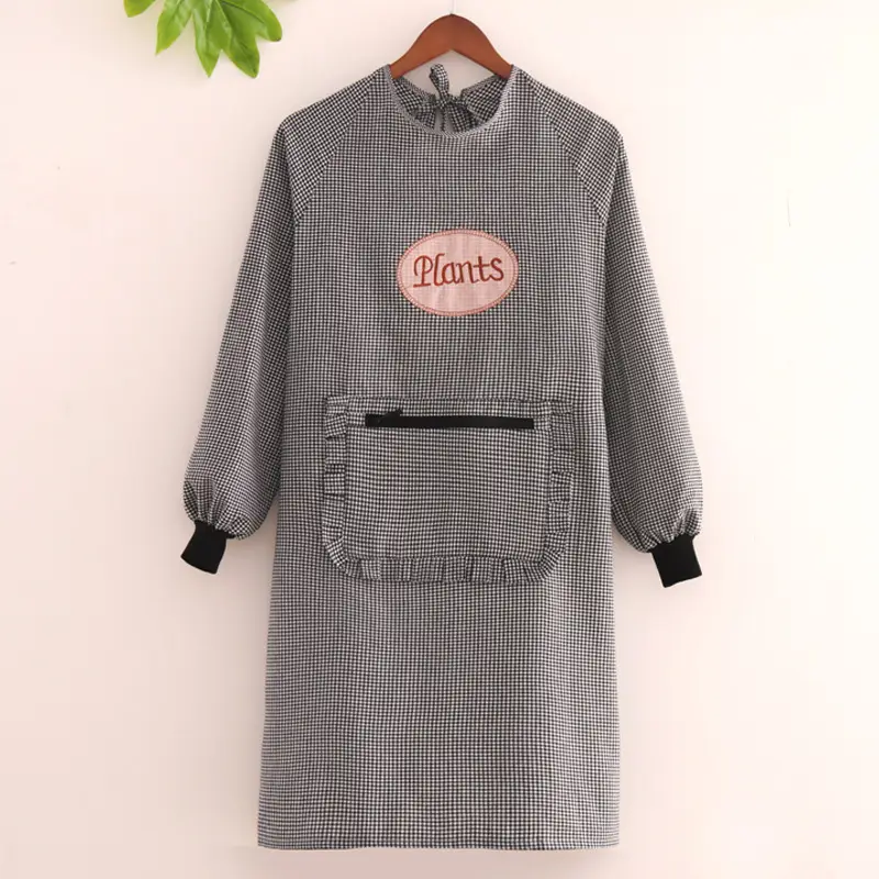 Women Cotton Long Sleeve Apron with Adjustable Tie - Image 17