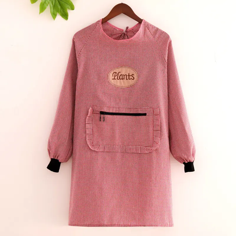 Women Cotton Long Sleeve Apron with Adjustable Tie - Image 20