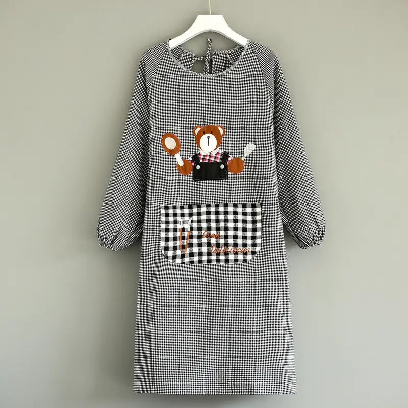Women Cotton Long Sleeve Apron with Adjustable Tie - Image 22