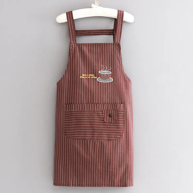 Women Cotton Long Sleeve Apron with Adjustable Tie - Image 7