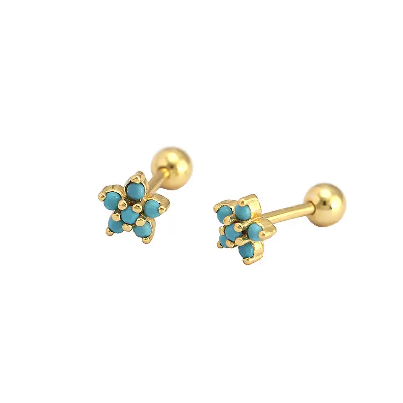 Screw Earrings Green Zircon Silver Tassel Women