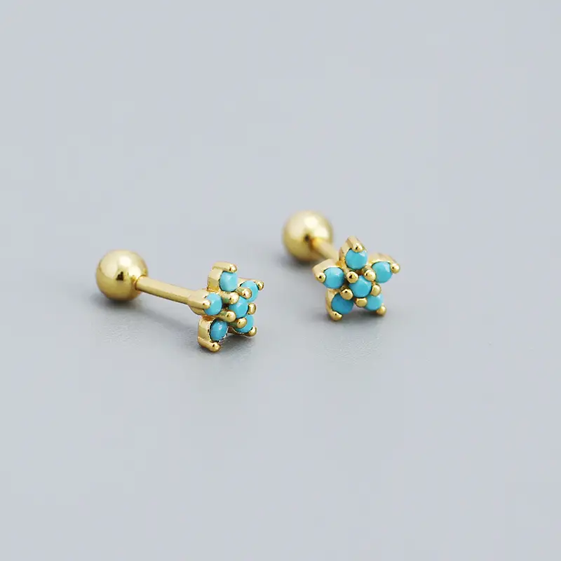 Screw Earrings Green Zircon Silver Tassel Women