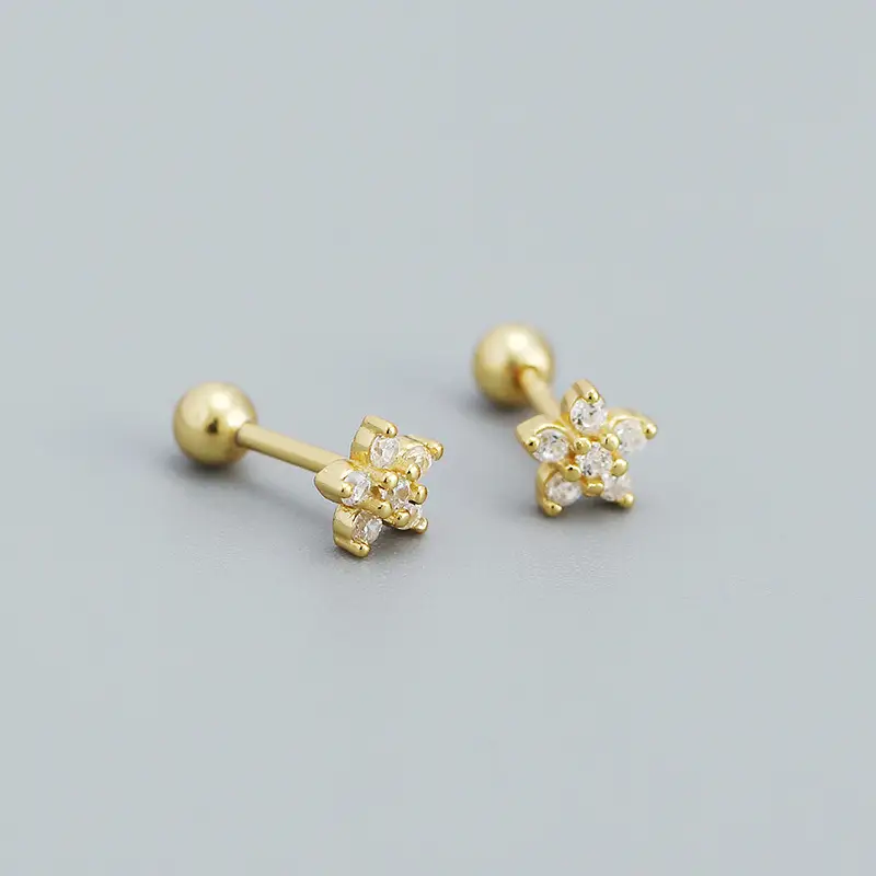 Screw Earrings Green Zircon Silver Tassel Women