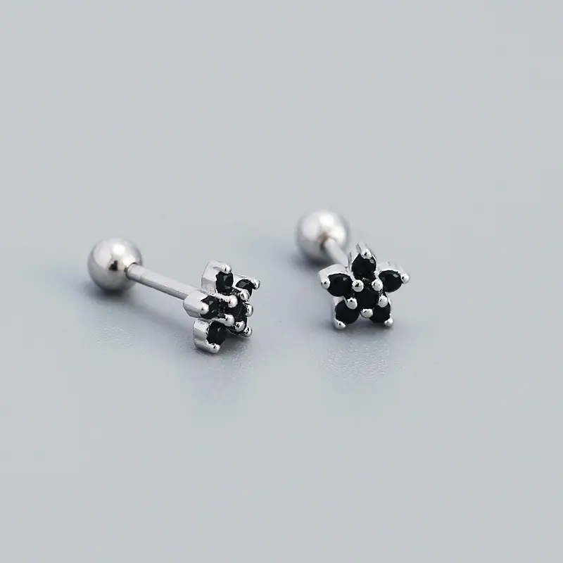 Screw Earrings Green Zircon Silver Tassel Women