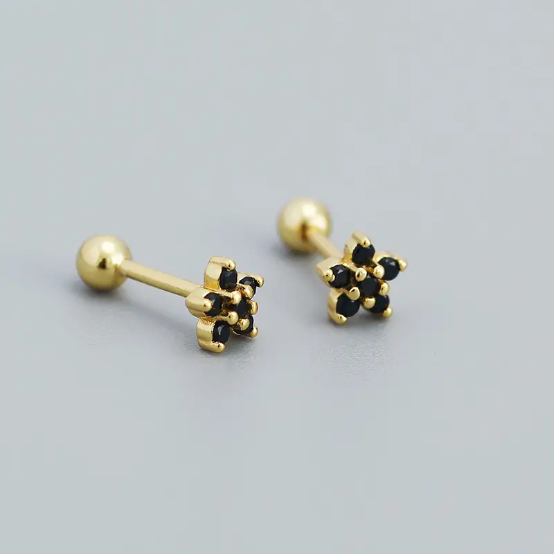 Screw Earrings Green Zircon Silver Tassel Women