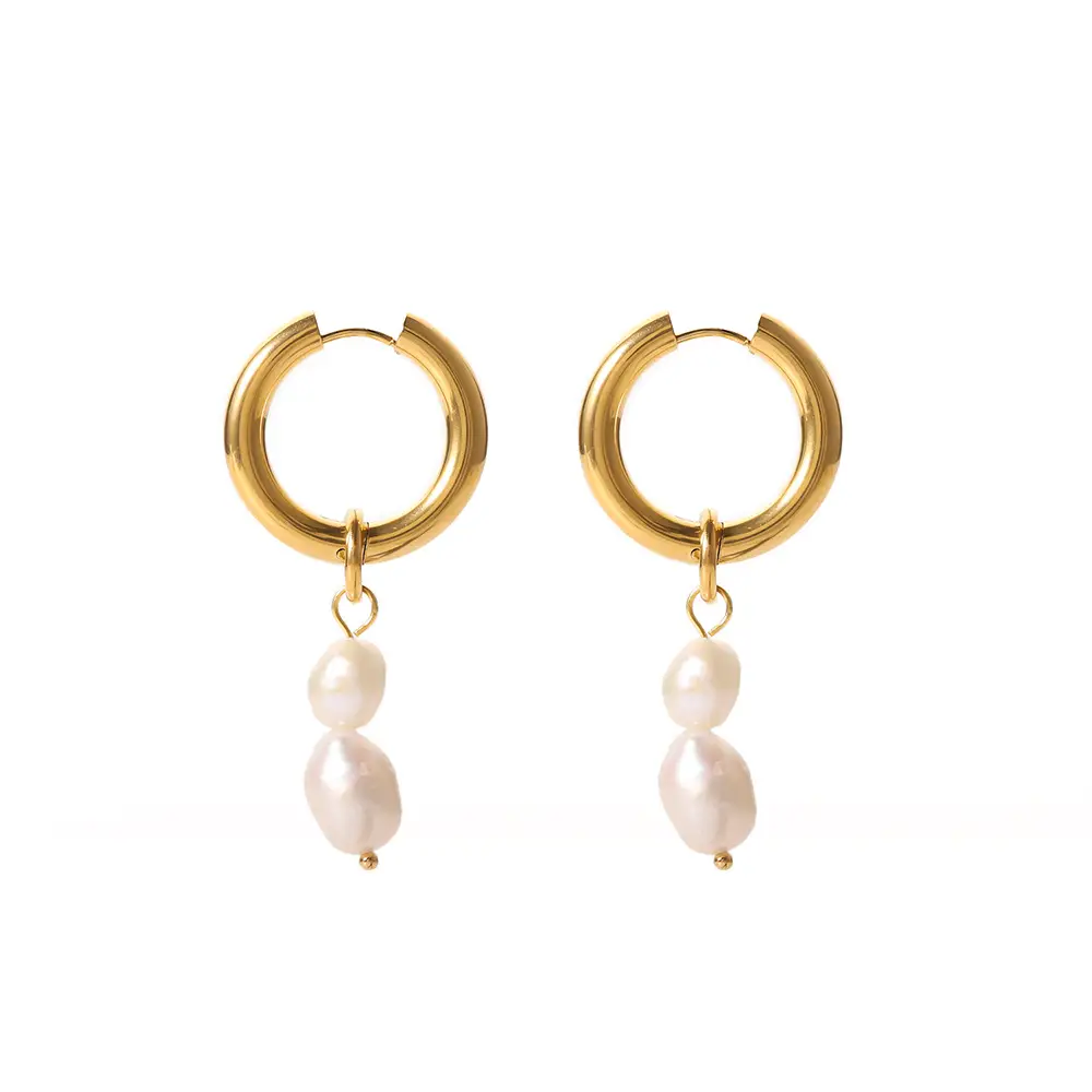 French Retro Pearl Earrings 18K Gold Women