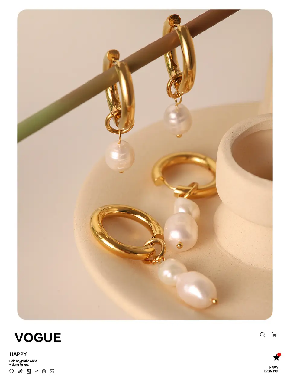 French Retro Pearl Earrings 18K Gold Women — feature 2