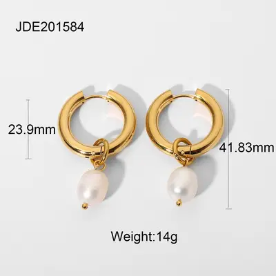 French Retro Pearl Earrings 18K Gold Women