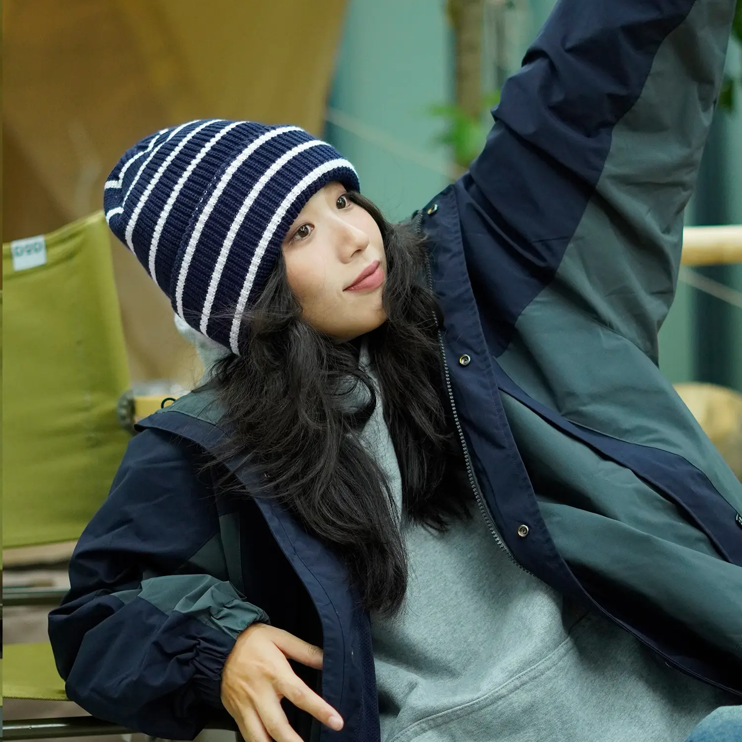 Japanese Style Woolen Striped Hat for Women Men Autumn Winter Warm - Image 8