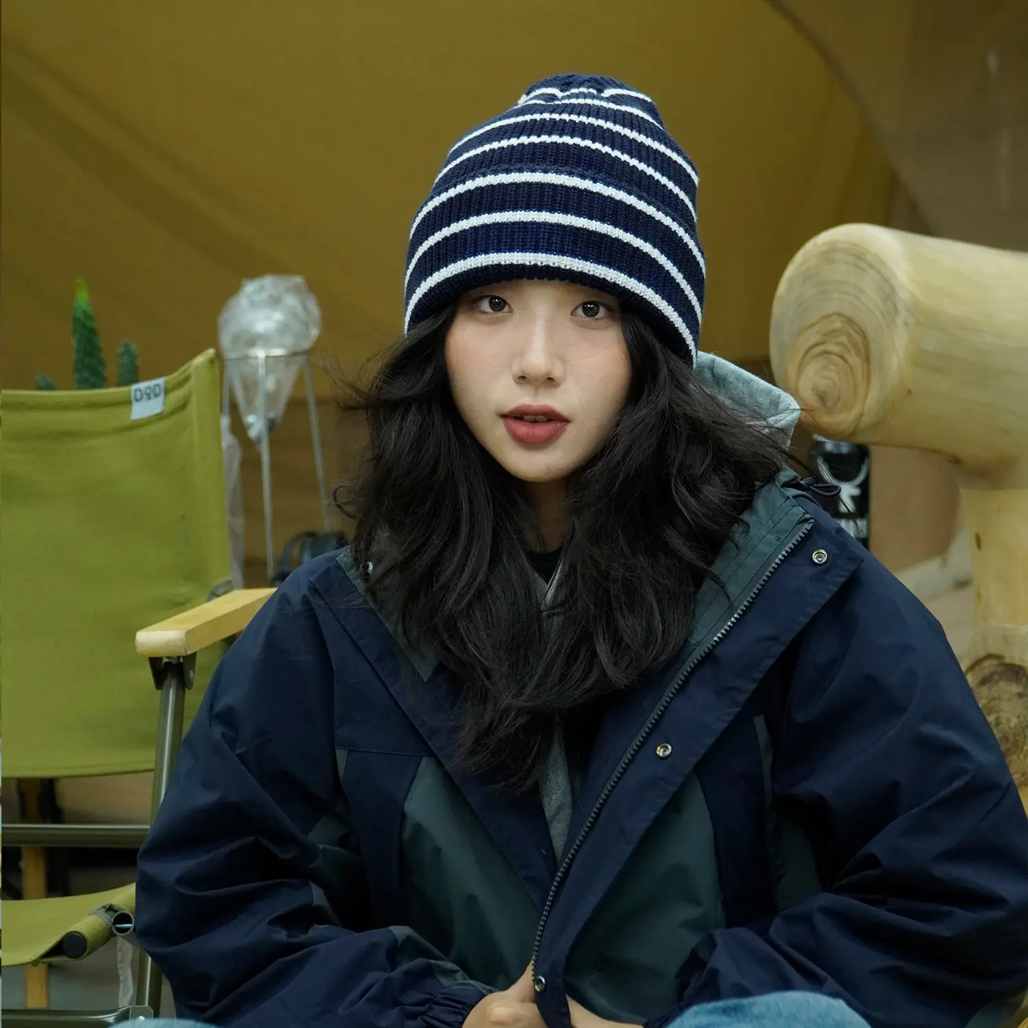 Japanese Style Woolen Striped Hat for Women Men Autumn Winter Warm - Image 9
