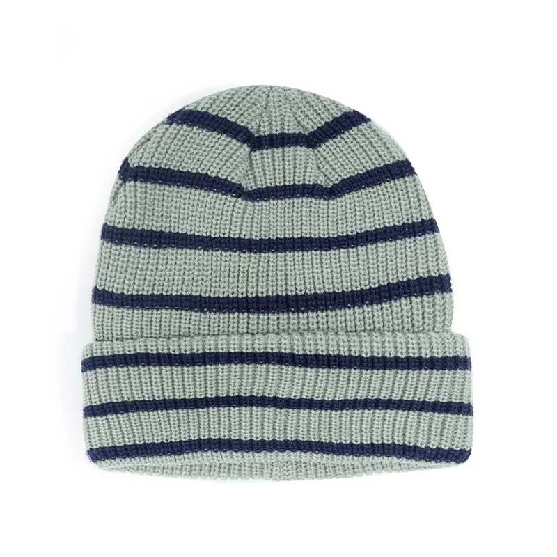 Japanese Style Woolen Striped Hat for Women Men Autumn Winter Warm - Image 2