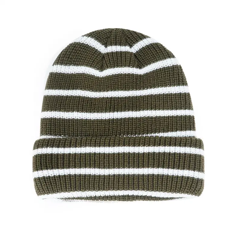 Japanese Style Woolen Striped Hat for Women Men Autumn Winter Warm - Image 3