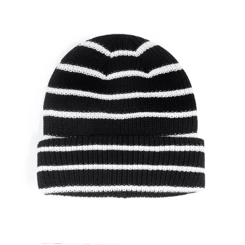 Japanese Style Woolen Striped Hat for Women Men Autumn Winter Warm - Image 4