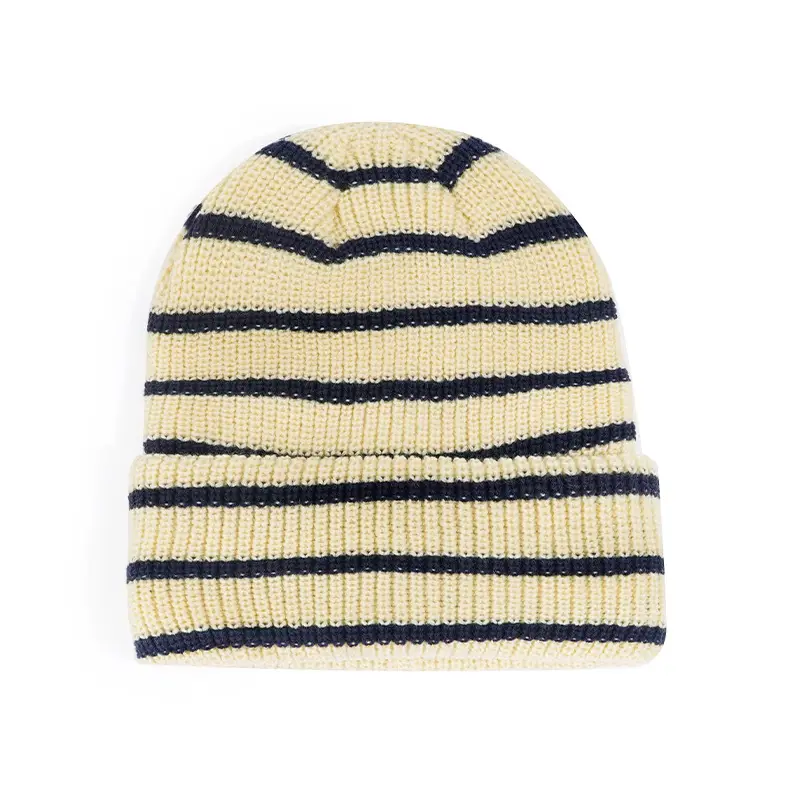 Japanese Style Woolen Striped Hat for Women Men Autumn Winter Warm - Image 5