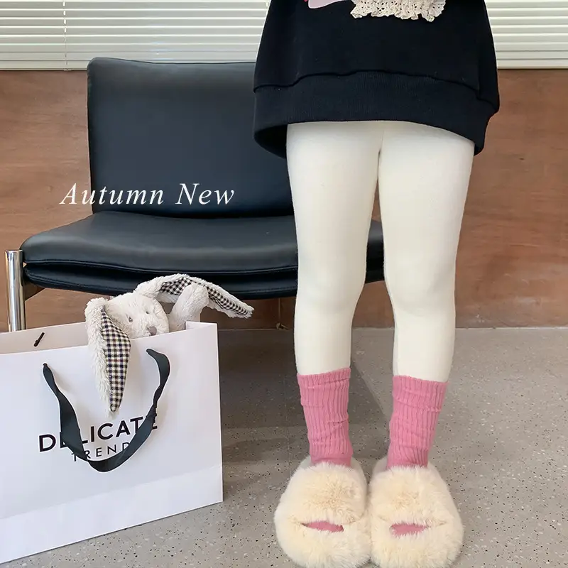 Girls Wool Slim Fit Leggings with Soft Socks - Image 3