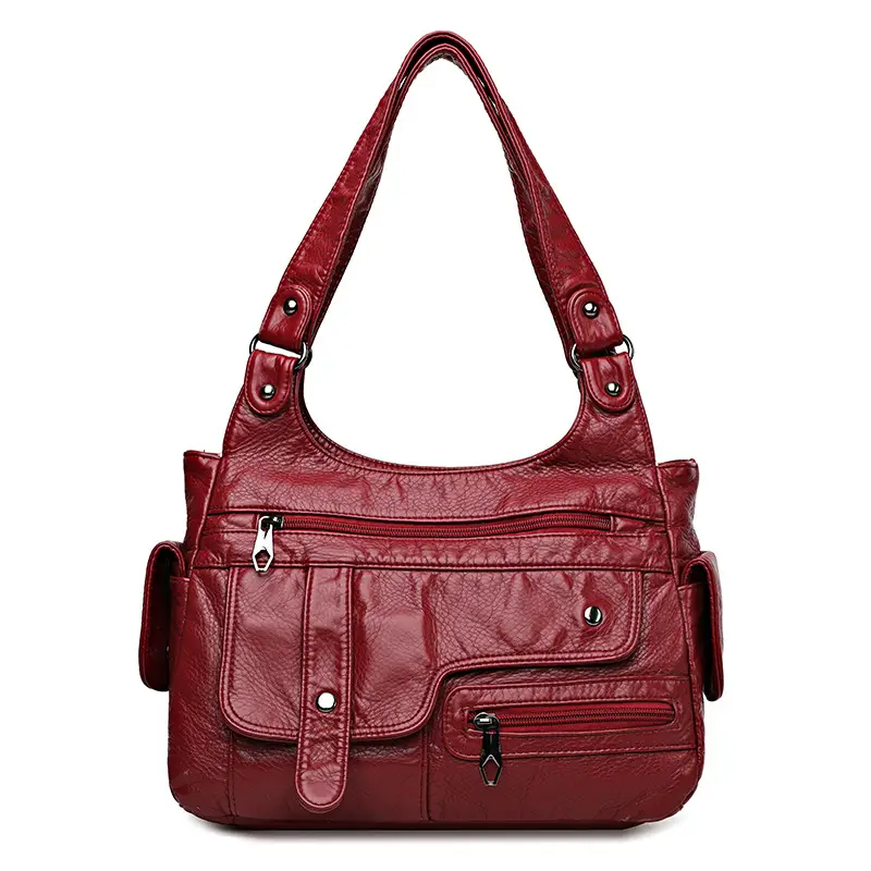 Black Quilted Women's Shoulder Bag with Multiple Pockets - Image 6