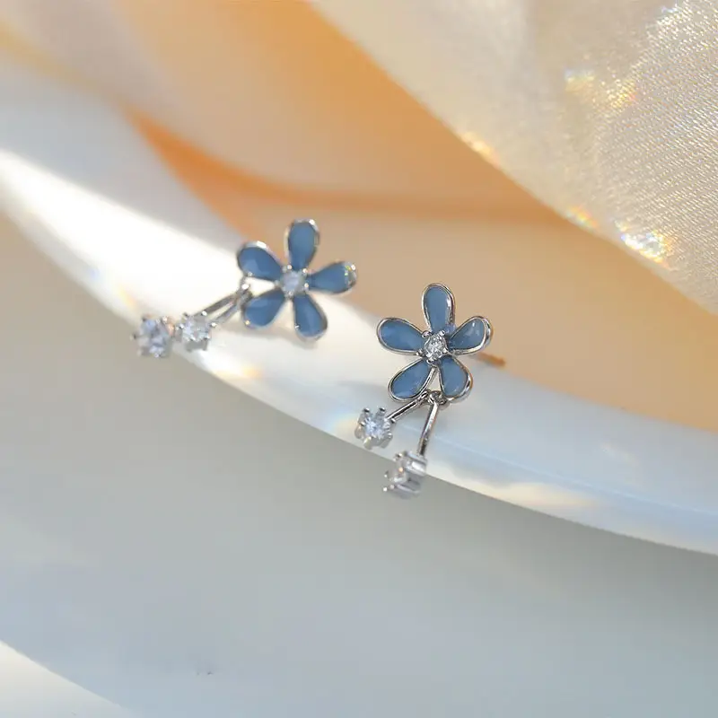 S925 Silver Flower Stud Earrings for Women - Image 2
