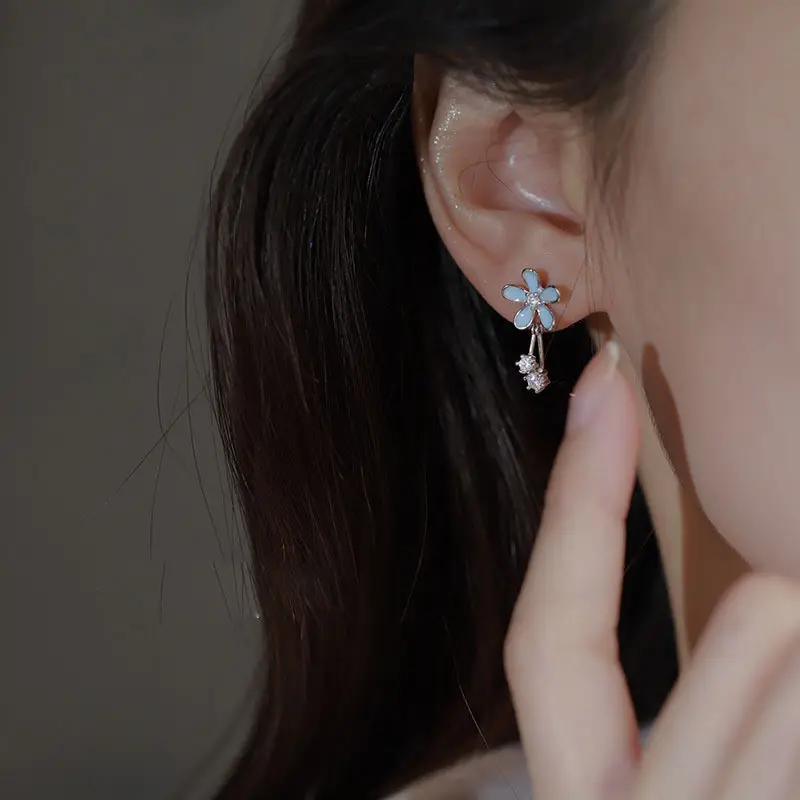 S925 Silver Flower Stud Earrings for Women - Image 3