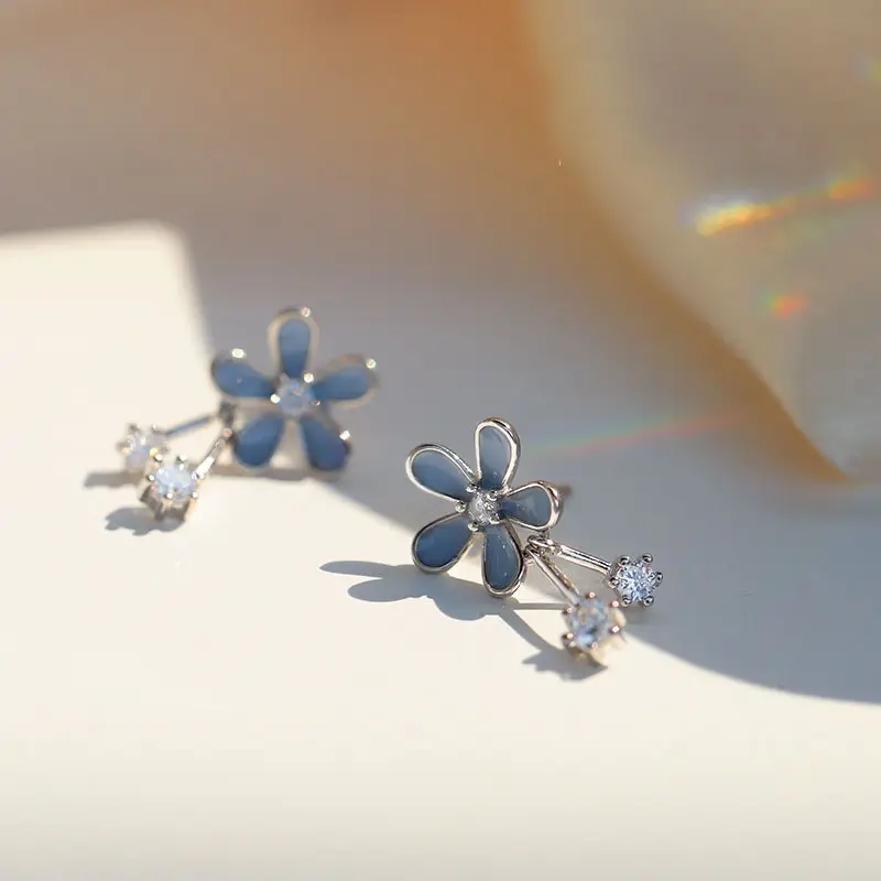 S925 Silver Flower Stud Earrings for Women - Image 4