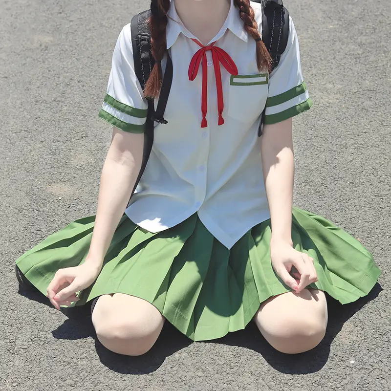 Japanese Original Animation Bell Bud Household Association JK Top College Style Japanese Uniform Short Sleeve Shirt Set Summer - Image 4