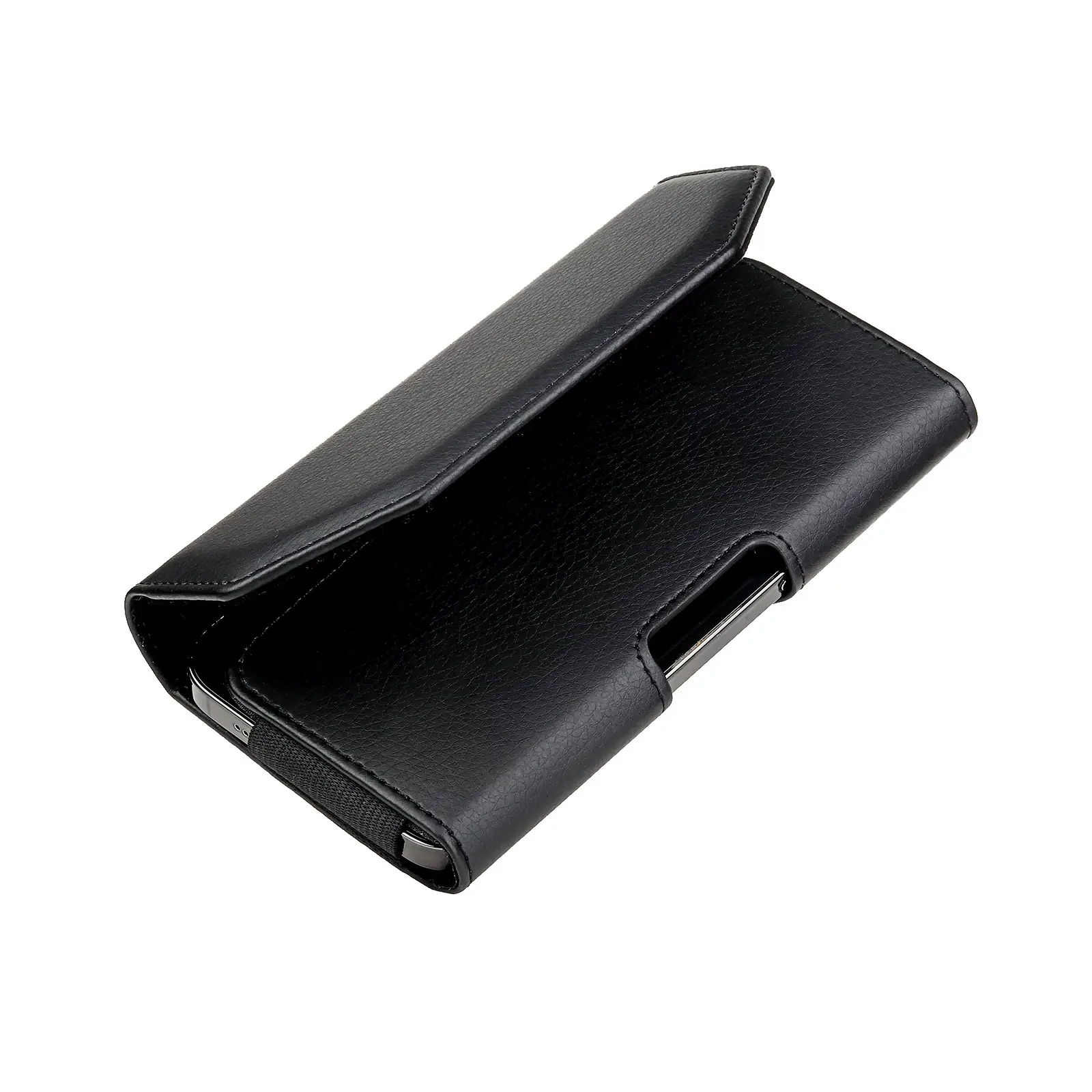 Black Leather Waist Bag for Men with Drop Protection