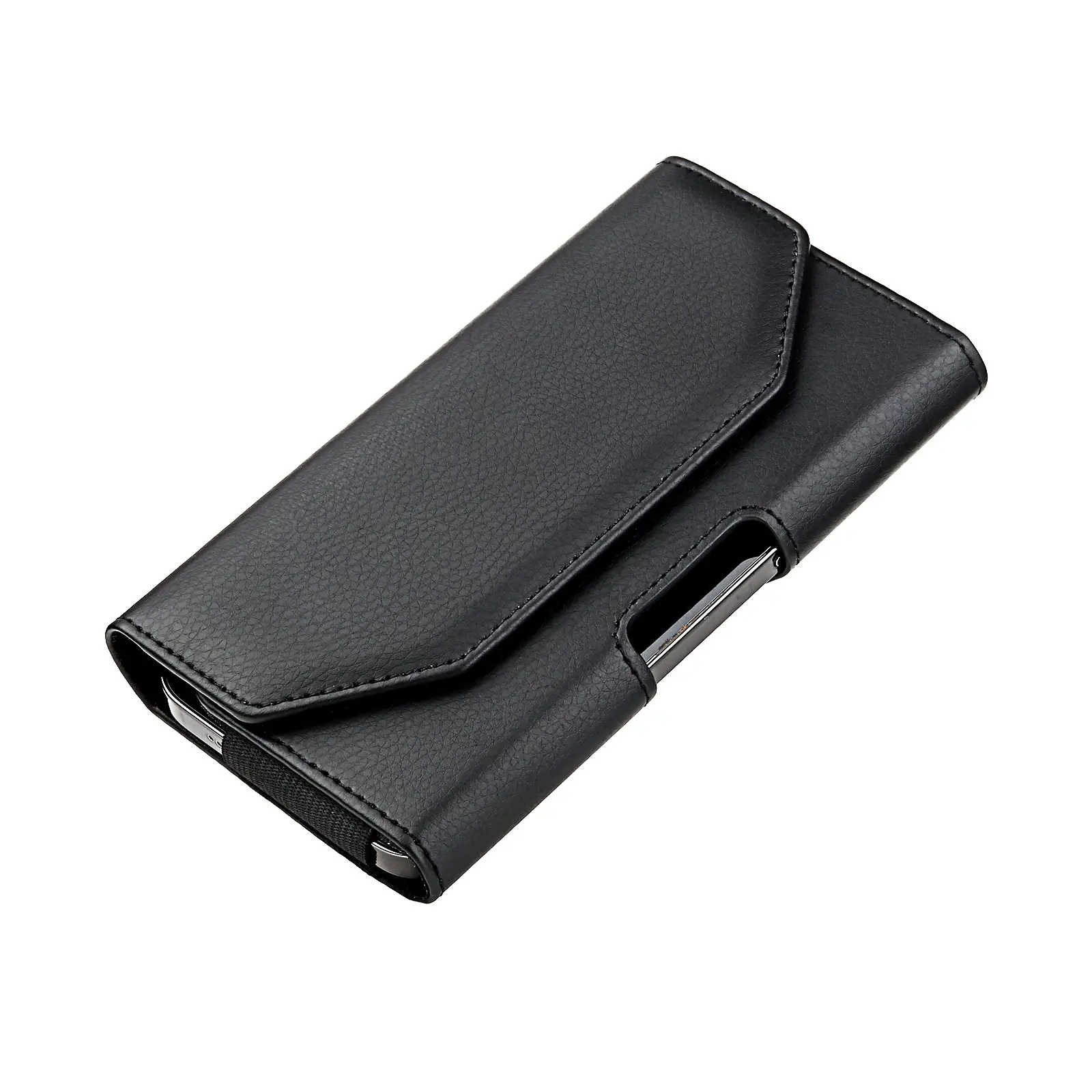 Black Leather Waist Bag for Men with Drop Protection