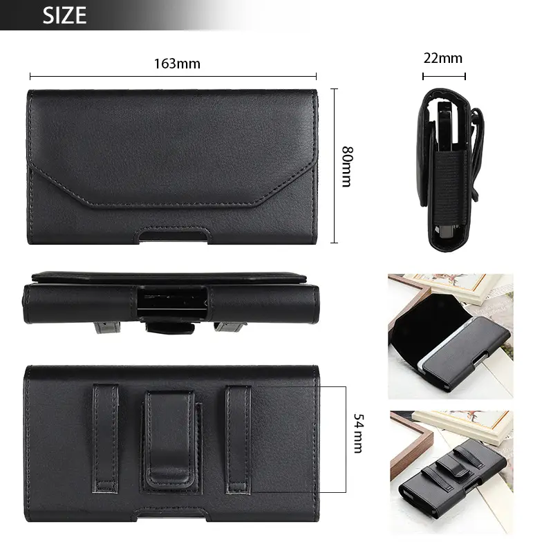 Black Leather Waist Bag for Men with Drop Protection — feature 1